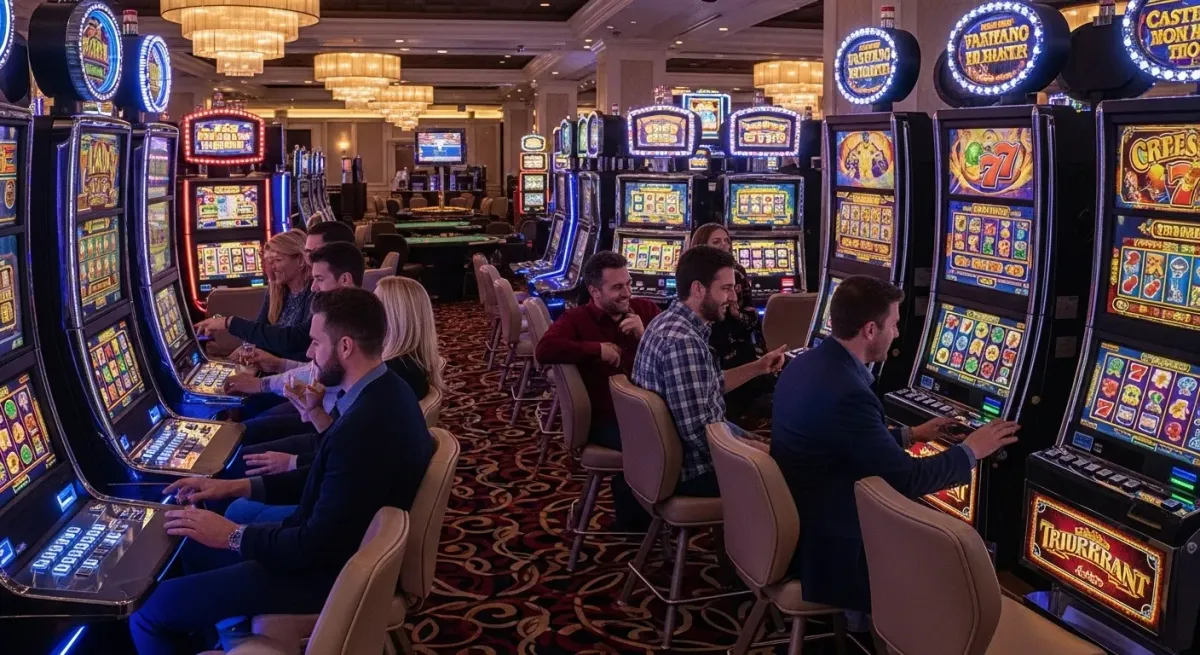 40 Super Hot Gäste spielen an zahlreichen Spielautomaten im Casino